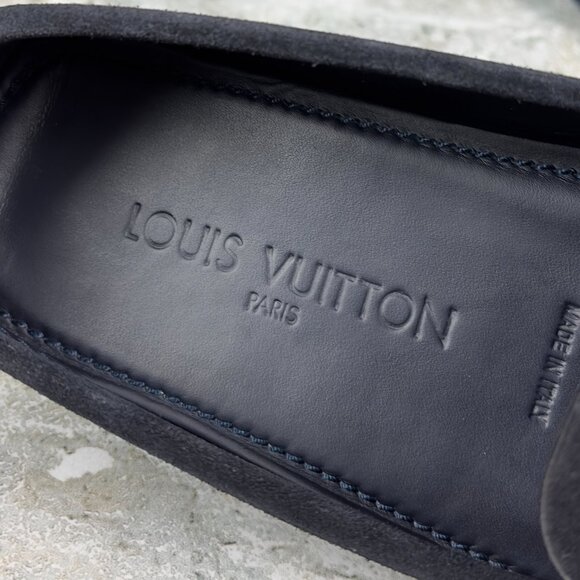 Louis Vuitton Shade Damier Embossed Driving Moccasin Blue Suede 8 LV 9 US 42 EUR - Picture 17 of 17